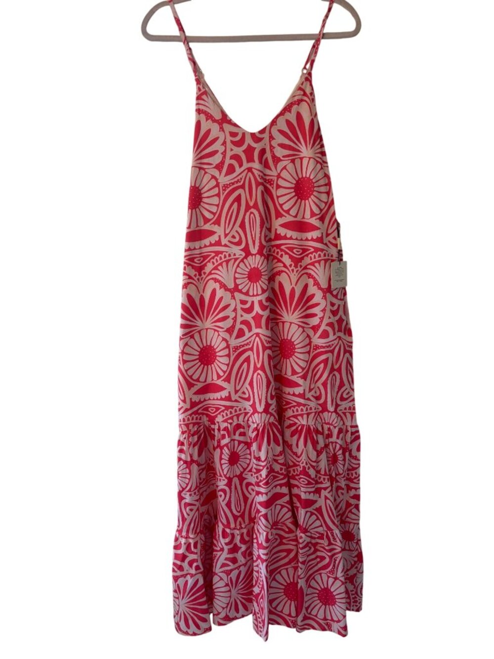 Anthropologie Peixoto Parker Pink White Floral Sleeveless Maxi Dress Size L - Picture 11 of 12